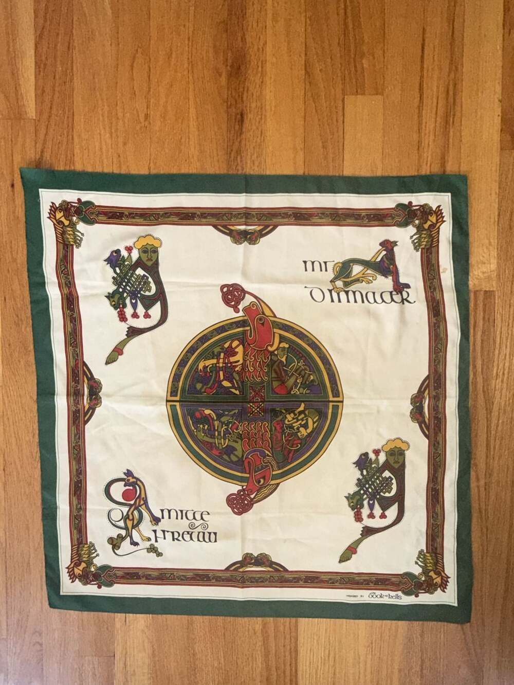 VTG The Book of Kells Polyester Scarf Square 27" Celtic Irish Trinity College